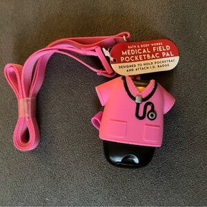 Bath & Body Works Pink Medical Scrub PocketBac & ID Holder with Lanyard